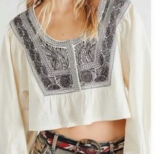 Free People Iggie Embroidered Top